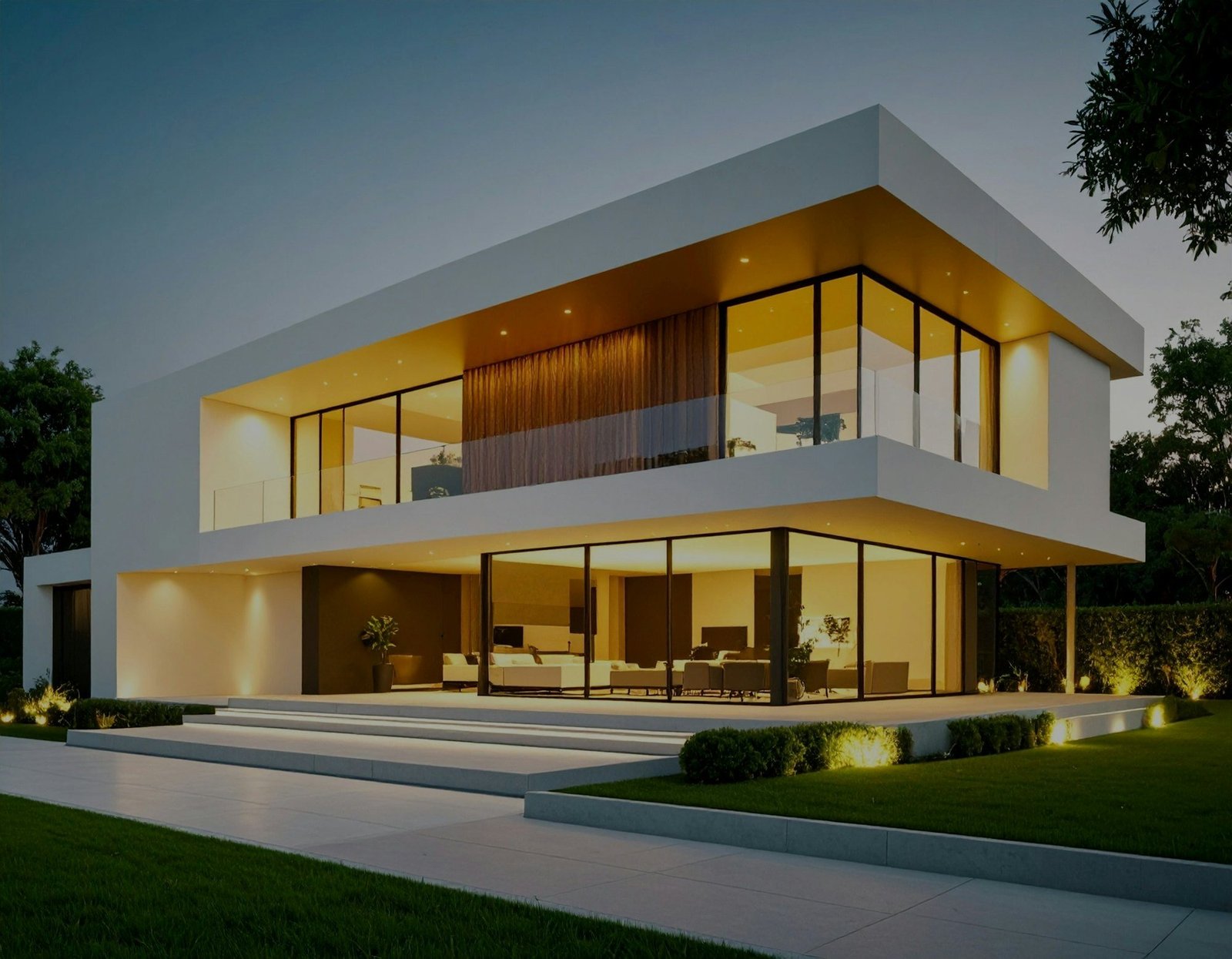 Casa moderna al atardecer